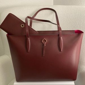 NWT Kate Spade SET Adel Tote+Wallet Cherrywood